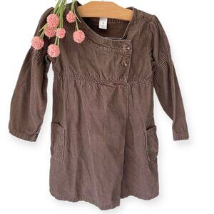 Old Navy Girls Brown Corduroy Dress With Button Details
